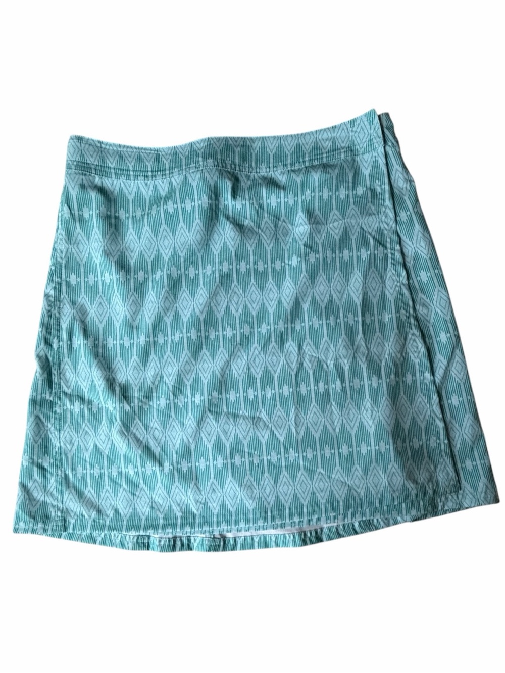 Ripskirt Hawaii Wrap Skirt in Aqua and White, Medium, Length 2 “Little Leg”